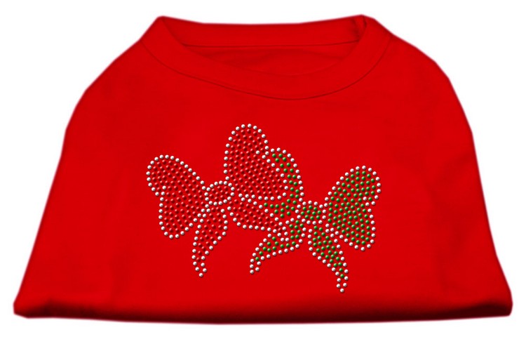 Christmas Bows Rhinestone Shirt Red XS